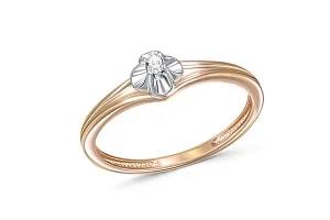 Кольцо Цветок из красного золота с бриллиантом