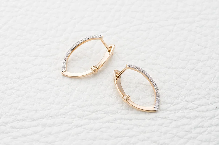 Серьги Дорожки из красного золота с 28 фианитами