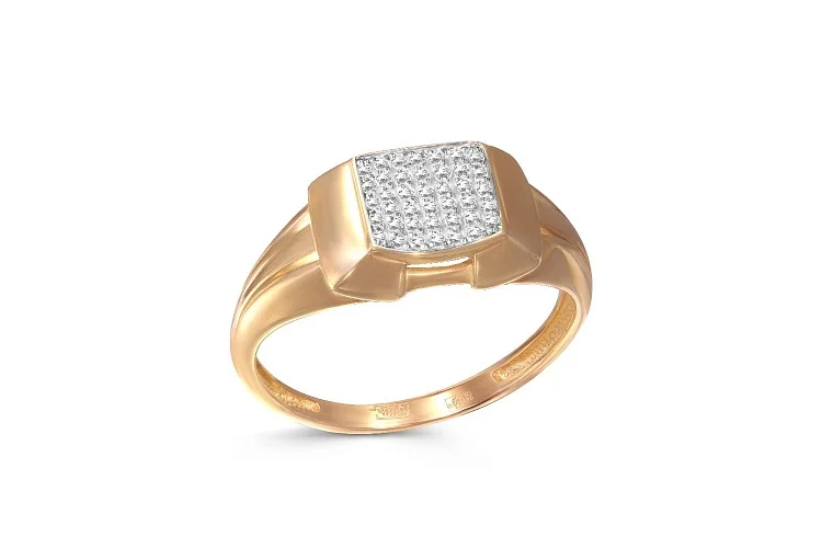 Кольцо из красного золота с 40 фианитами