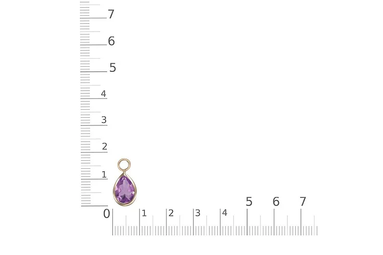 Подвеска капля из жёлтого золота с аметистом