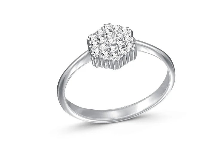 Кольцо из белого золота с 19 бриллиантами