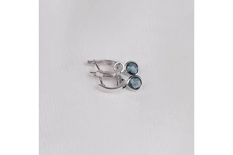 Серьги-трансформеры из белого золота с 2 топазами лондон