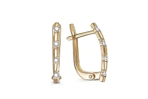 Серьги Дорожки из жёлтого золота с 8 фианитами