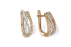 Серьги из красного золота с 48 фианитами
