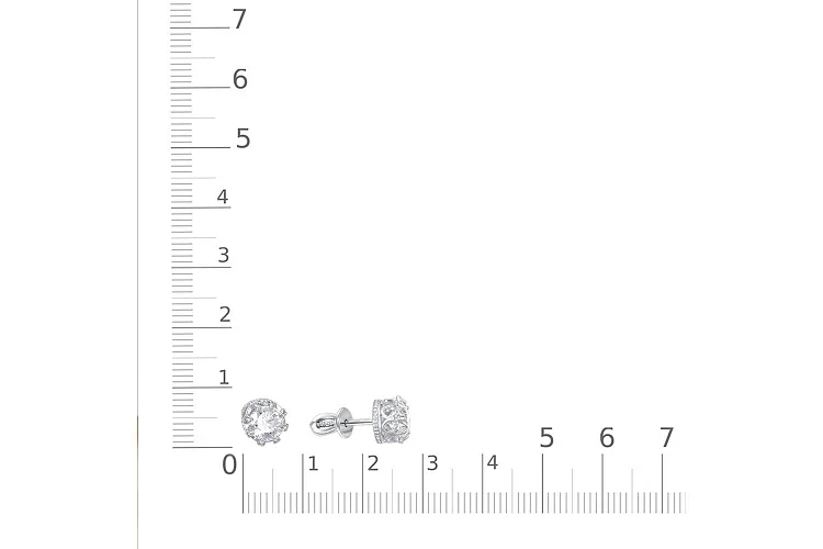 Серьги-пусеты Короны из белого золота с 2 кристаллами swarovski