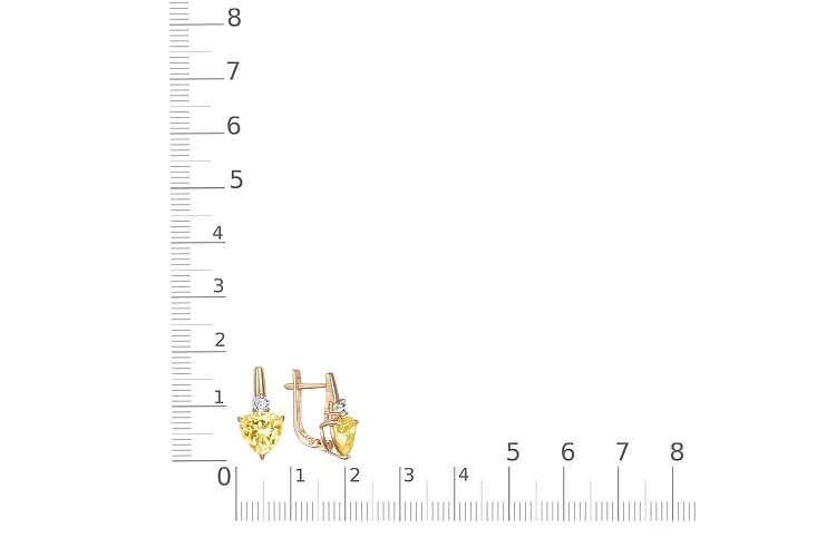Серьги из красного золота с 4 фианитами