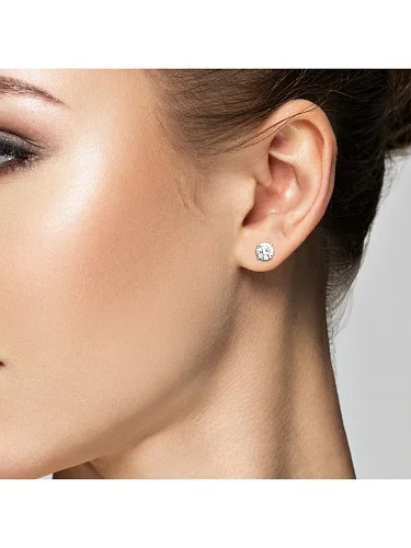 Серьги-пусеты из белого золота с 2 бриллиантами