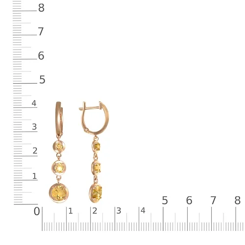 Серьги из жёлтого золота с 6 цитринами