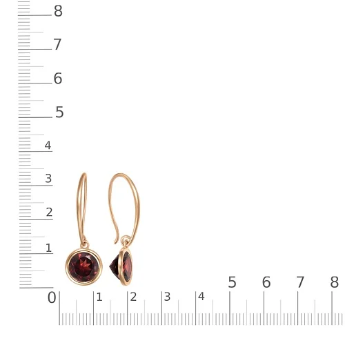 Серьги из красного золота с 2 гранатами