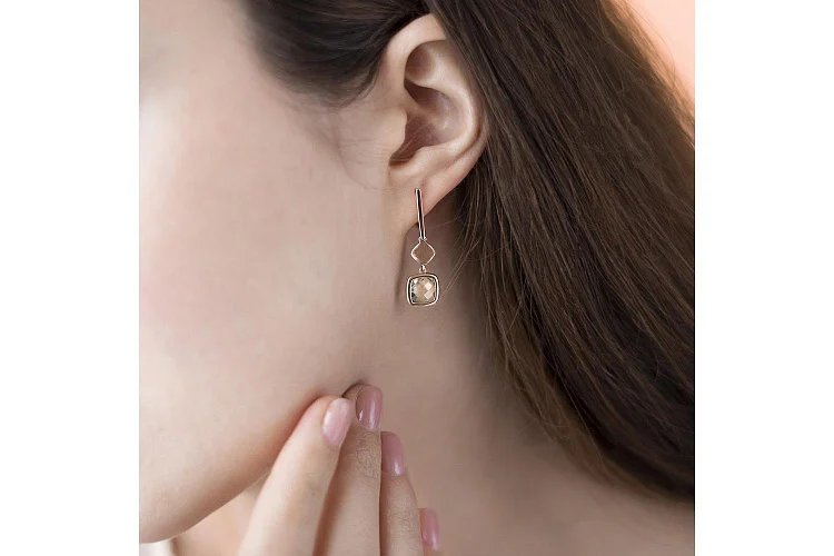 Серьги из жёлтого золота с 2 аметистами