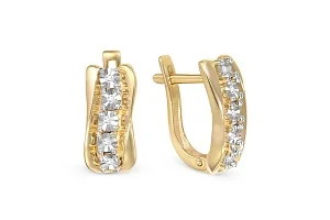 Серьги Дорожки из жёлтого золота с 10 бриллиантами