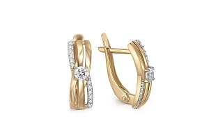 Серьги из жёлтого золота с 26 фианитами