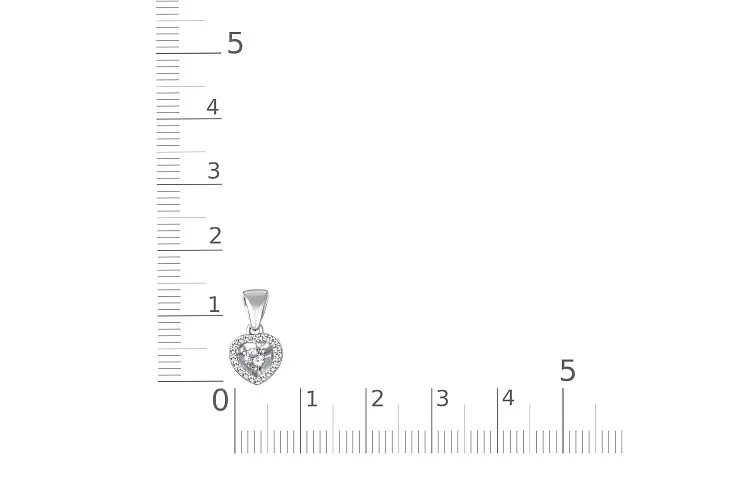 Подвеска Сердце из белого золота с 21 фианитами