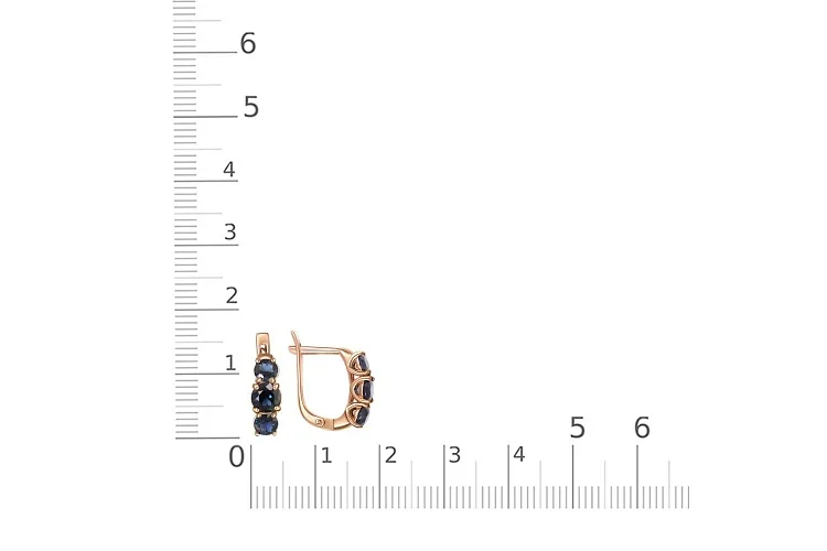 Серьги из красного золота с 6 корундами