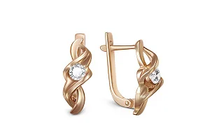 Серьги из красного золота с 2 фианитами