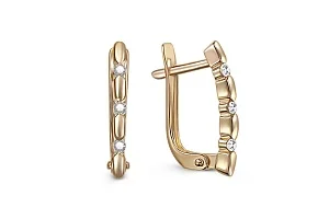 Серьги из жёлтого золота с 6 фианитами