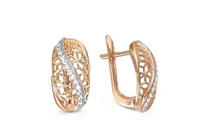 Серьги из красного золота с 26 фианитами