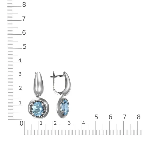 Серьги из белого золота с 2 топазами sky