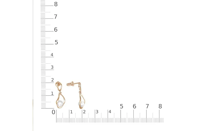 Серьги-пусеты из красного золота с 2 жемчужинами