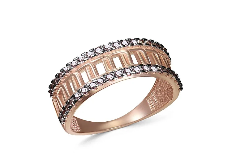 Кольцо из красного золота с 40 фианитами