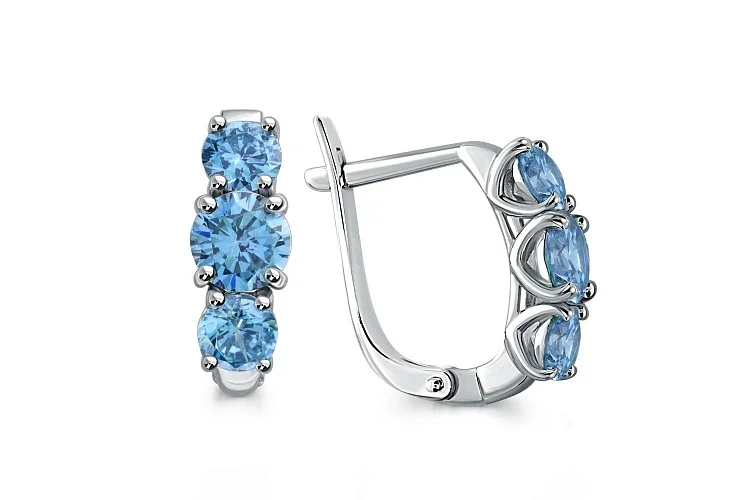 Серьги из белого золота с 6 циркониями