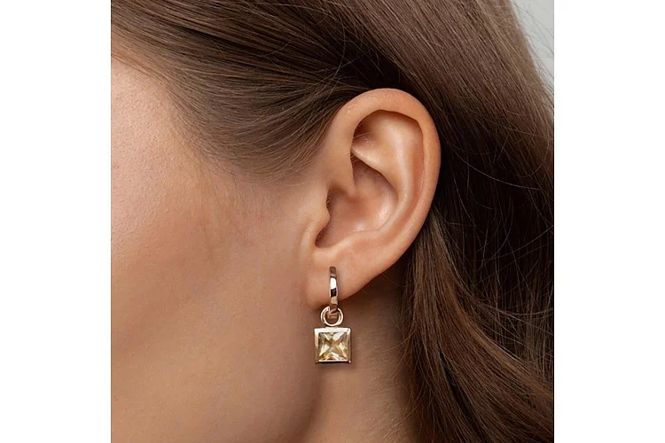 Подвеска серёг-трансформеров из красного золота с цитрином