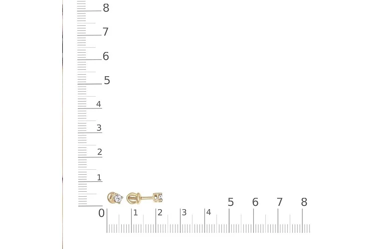Серьги-пусеты из жёлтого золота с 2 бриллиантами