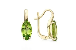 Серьги из жёлтого золота с 2 хризолитами