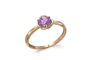 Кольцо из красного золота с аметистом