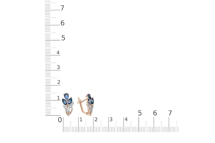 Серьги Цветы из красного золота с 6 топазами лондон и 8 фианитами