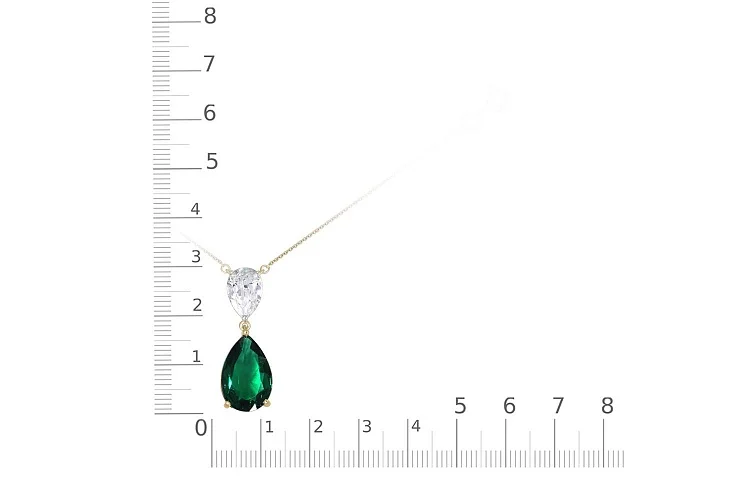 Колье из жёлтого золота с изумрудом и фианитом