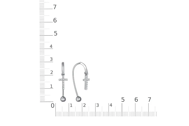 Серьги Кресты из белого золота с 24 фианитами