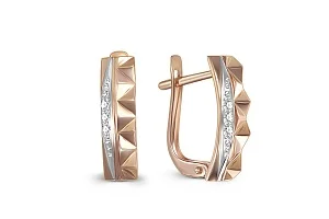Серьги из красного золота с 6 фианитами