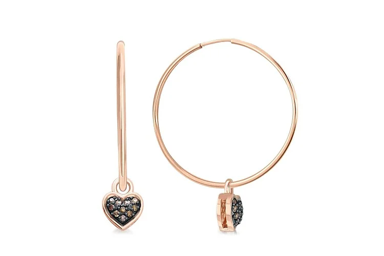 Серьги-трансформеры Сердца из красного золота с 20 бриллиантами
