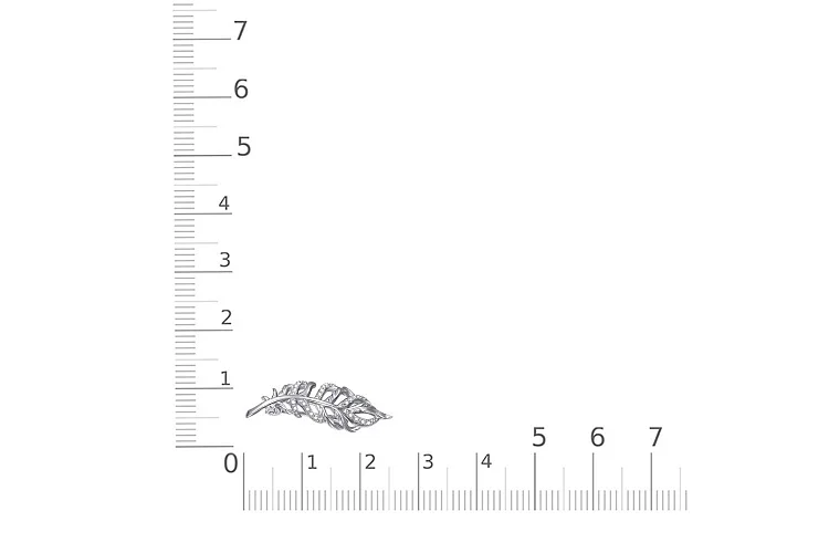 Брошь Веточка из белого золота с 21 фианитами