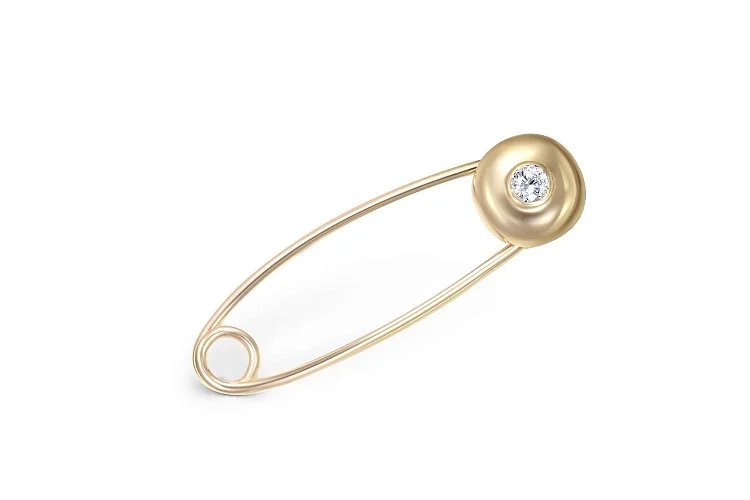 Булавка из жёлтого золота с фианитом