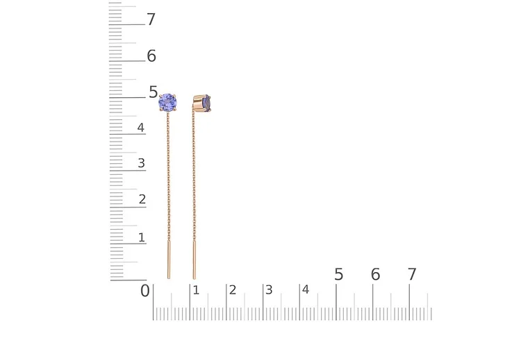 Серьги-продёвки из красного золота с 2 танзанитами