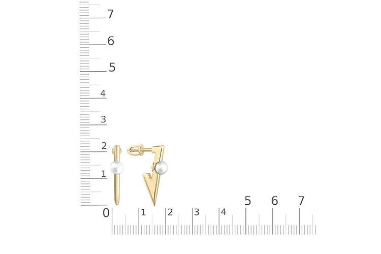Серьги-пусеты из жёлтого золота с 2 жемчужинами