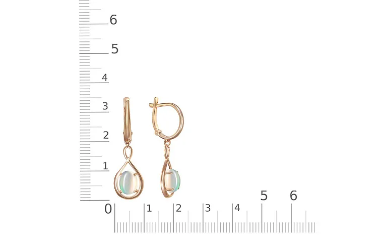 Серьги из красного золота с 2 опалами