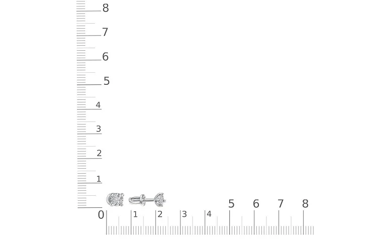 Серьги-пусеты из белого золота с 2 бриллиантами