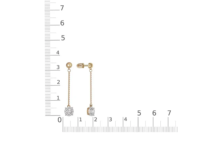 Серьги-пусеты из жёлтого золота с 30 бриллиантами