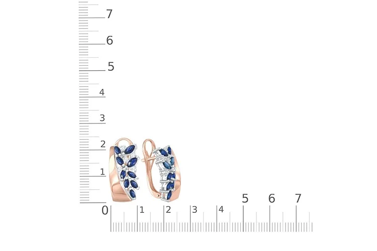 Серьги из красного золота с 18 сапфирами и 10 бриллиантами