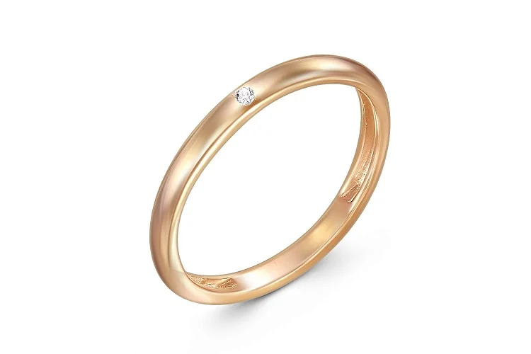 Обручальное кольцо из жёлтого золота с бриллиантом