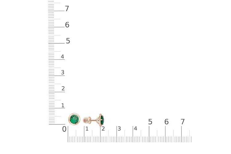 Серьги-пусеты из красного золота с 2 изумрудами