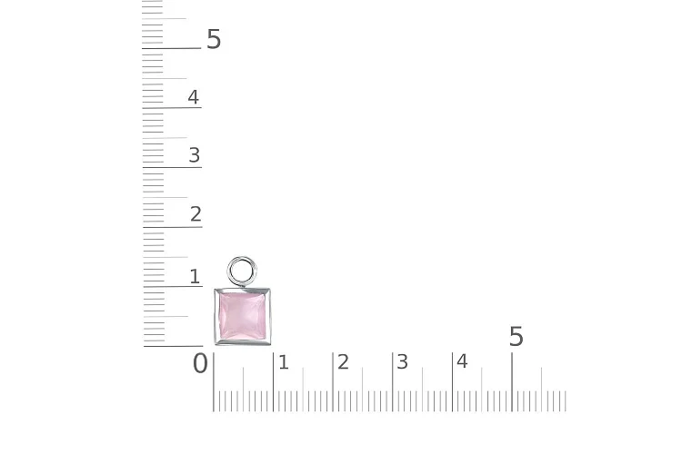 Подвеска квадрат из белого золота с кварцем