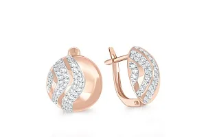 Серьги из красного золота с 78 фианитами