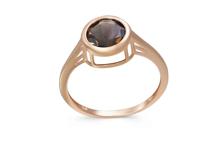 Кольцо из красного золота с кварцем