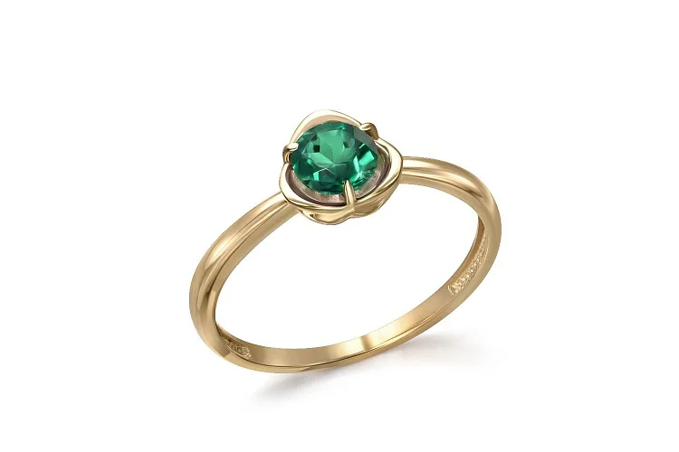 Кольцо из жёлтого золота с изумрудом