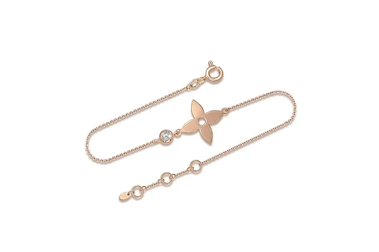 Браслет Клевер из красного золота с бриллиантом