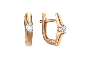 Серьги из красного золота с 2 фианитами